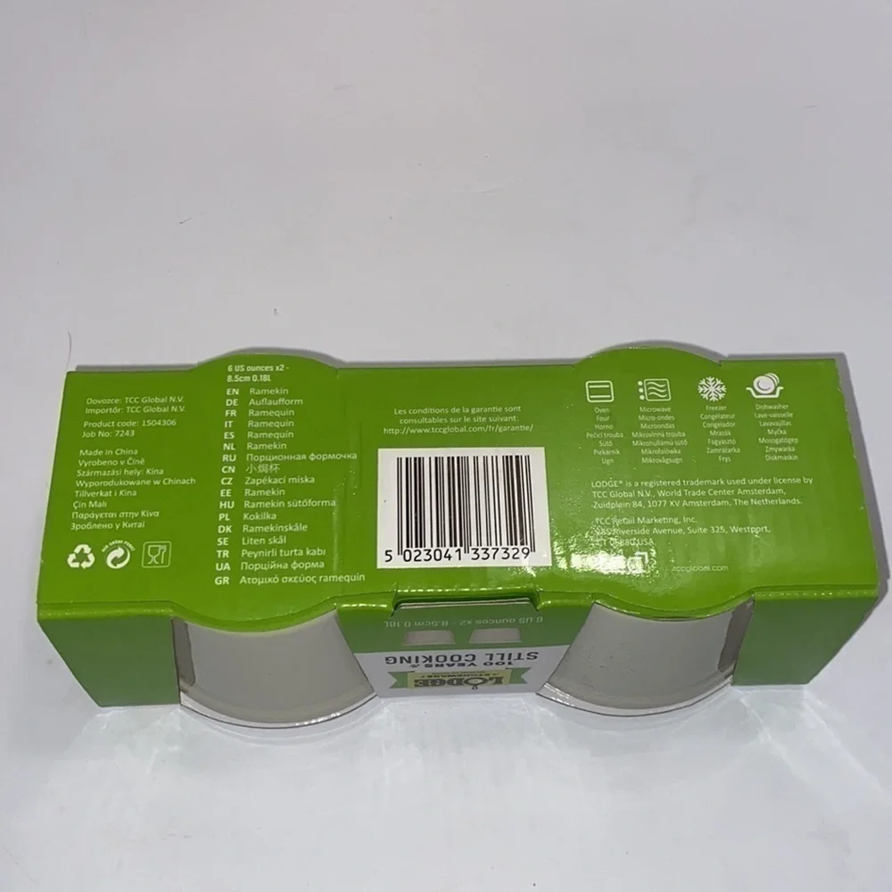 Lodge Stoneware Baking and Serving Ramekin Cups 2 White 6 Oz.